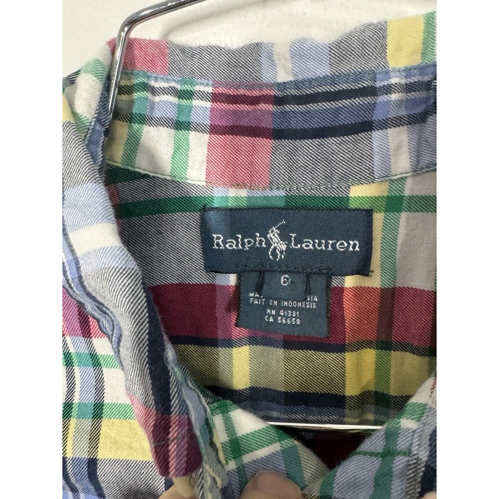 Ralph Lauren Boys Multi Color Plaid Cotton Button Down Shirt Size 6 Classic - Picture 4 of 9
